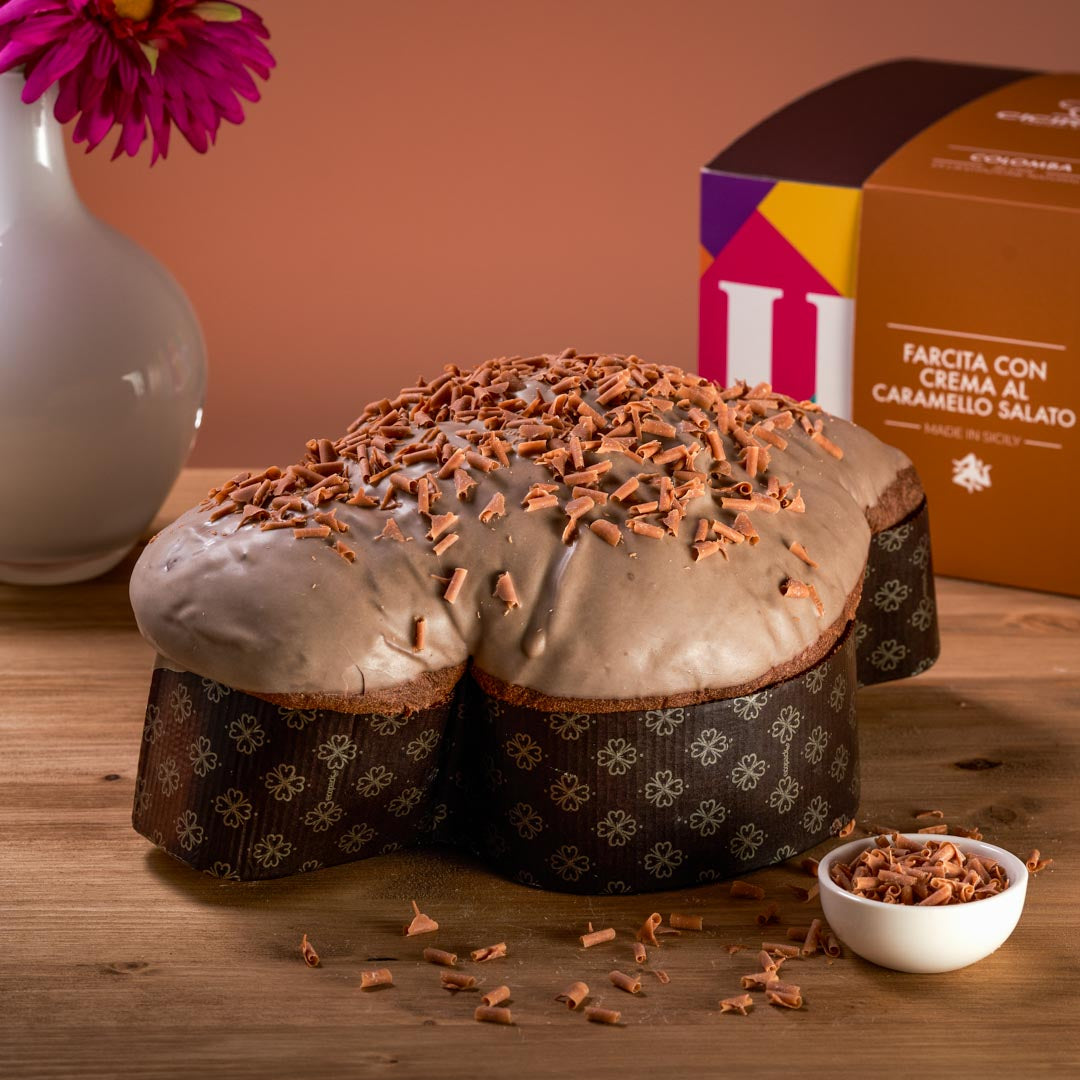 Colomba Artigianale Farcita con Crema al Caramello Salato (800g)