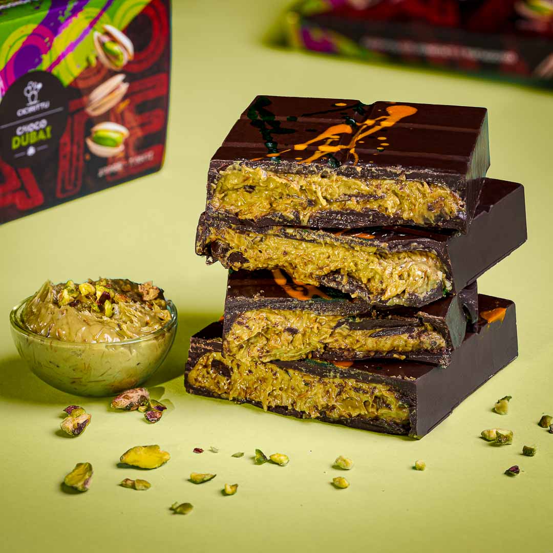 Dubai Chocolate Artigianale al Pistacchio con Cioccolato Fondente 200g