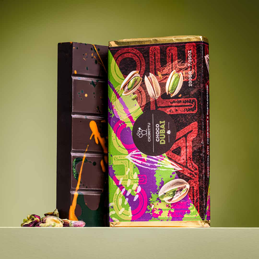 Dubai Chocolate Artigianale al Pistacchio con Cioccolato Fondente 200g