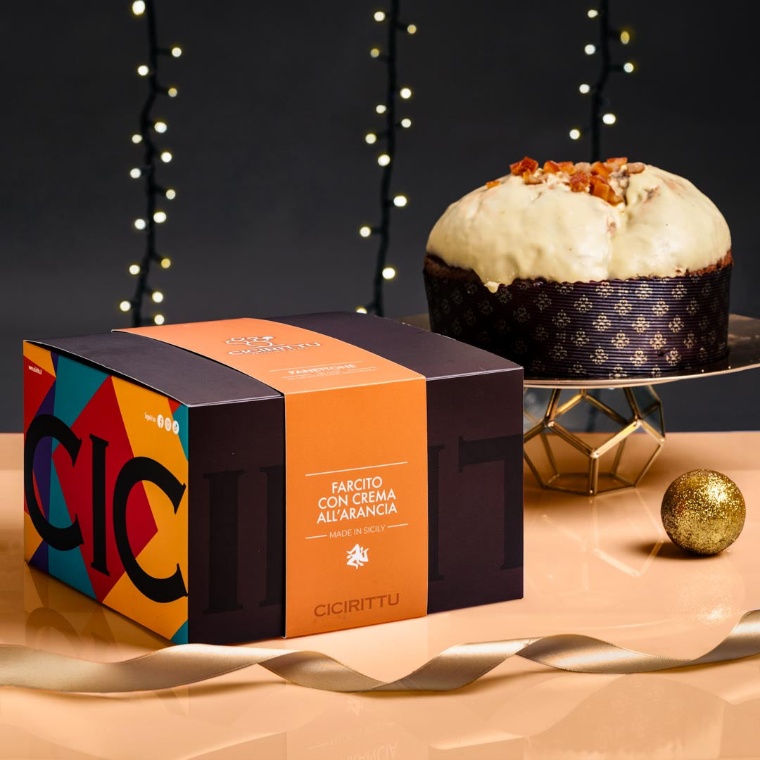 Panettone Artigianale Farcito con Crema all'Arancia di Sicilia (1kg)