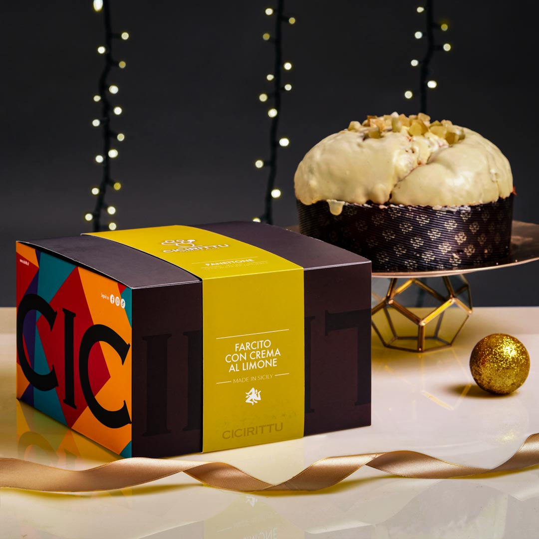 Panettone Artigianale Farcito con Crema al Limone di Sicilia (1kg)