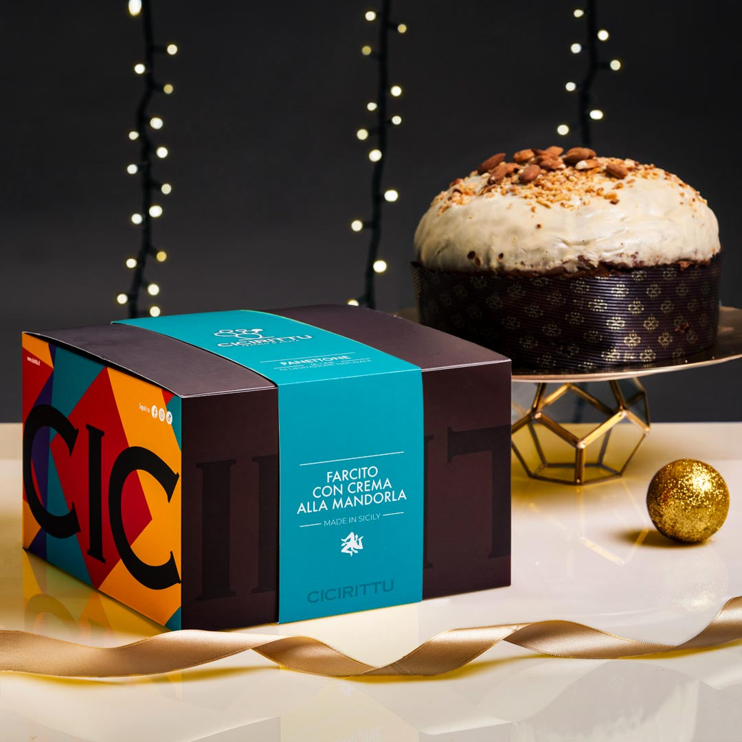 Panettone Artigianale Farcito con Crema alla Mandorla (1.2kg)