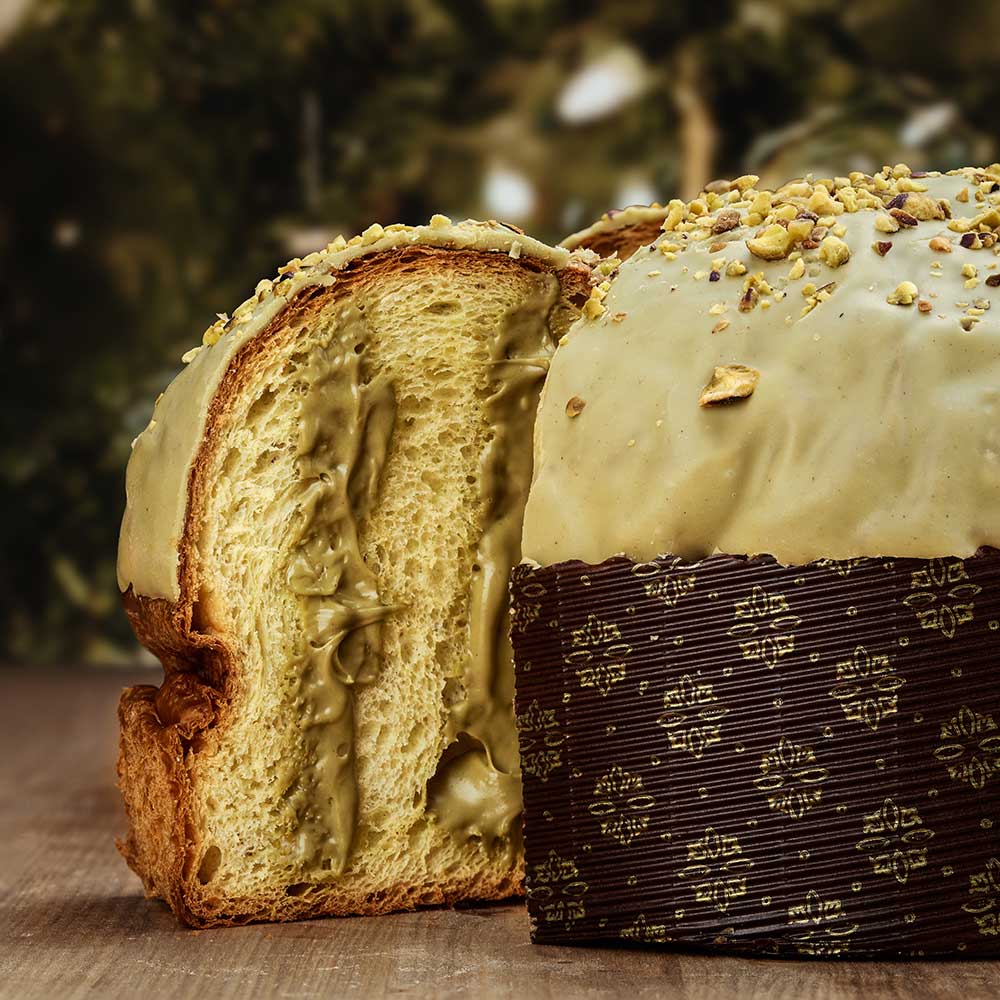 Panettone Artigianale Farcito con Crema al Pistacchio (1.2kg)