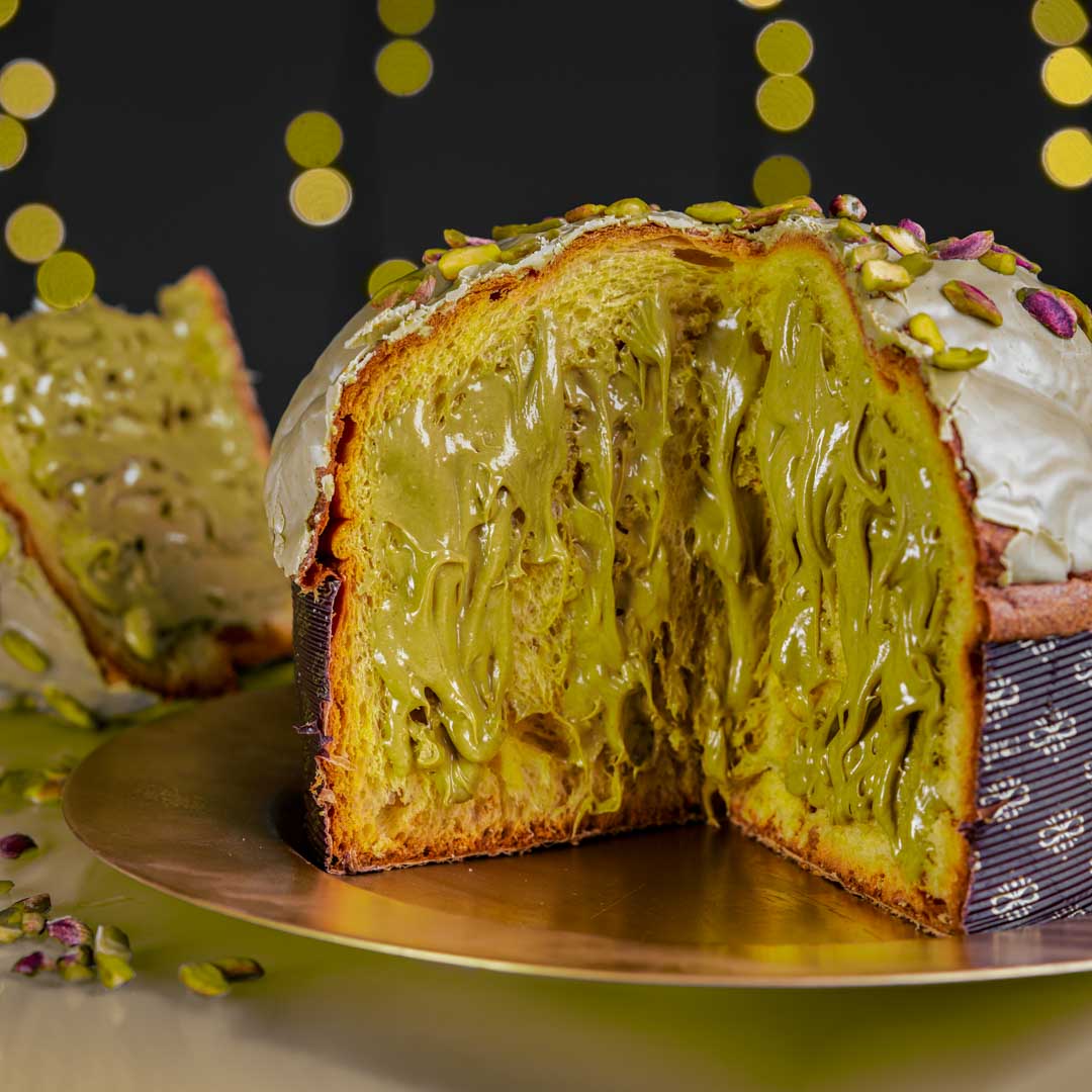 Panettone Artigianale EXTRA Farcito con Crema al Pistacchio (1.5kg)