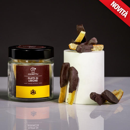 Scorzette di Limone Siciliano Candito con cioccolato