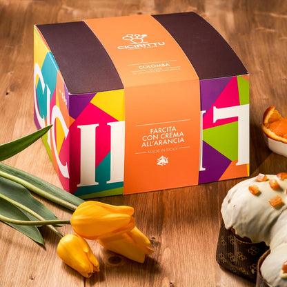 Gâteau Colomba artisanal fourré à la crème d'orange sicilienne 1 kg