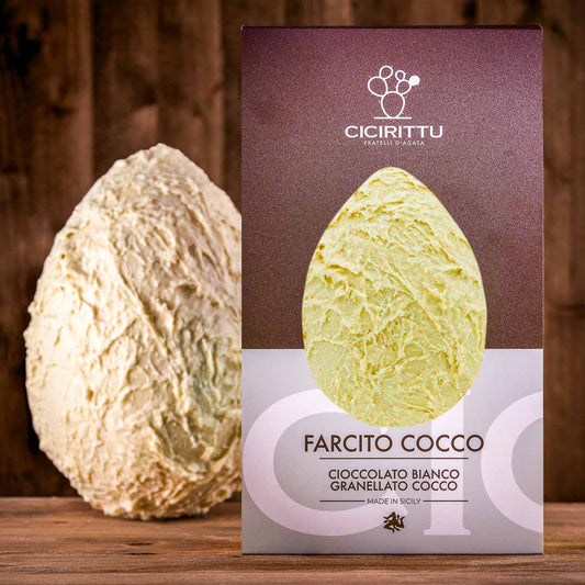 Uovo Artigianale Cioccolato Bianco Ripieno di Crema al Cocco (900g)